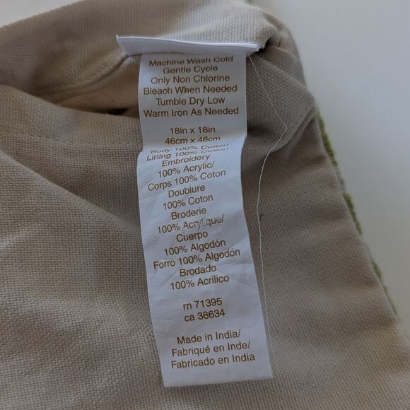 West Elm Green and White Accent Pillow Cover 18" x 18" - Picture 6 of 7